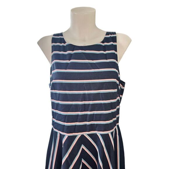 Eliza J Striped Sleeveless Fit and Flare Knee Length Dress Bow on back size 14 - Picture 4 of 7